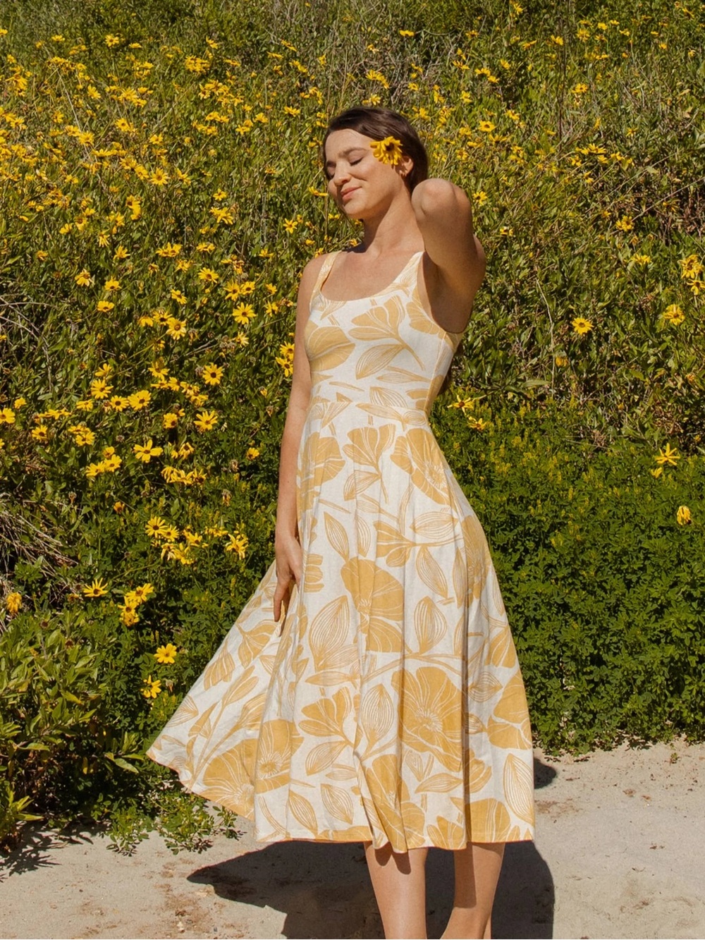Happy Earth organic cotton XXL midi dress - smocked back
